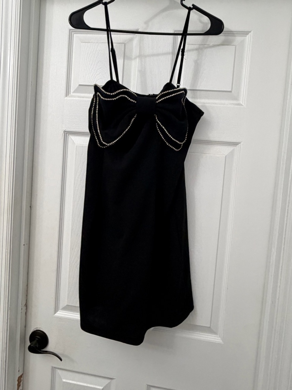 Black Rhinestone Bow Bodycon Dress - Picture 3 of 4
